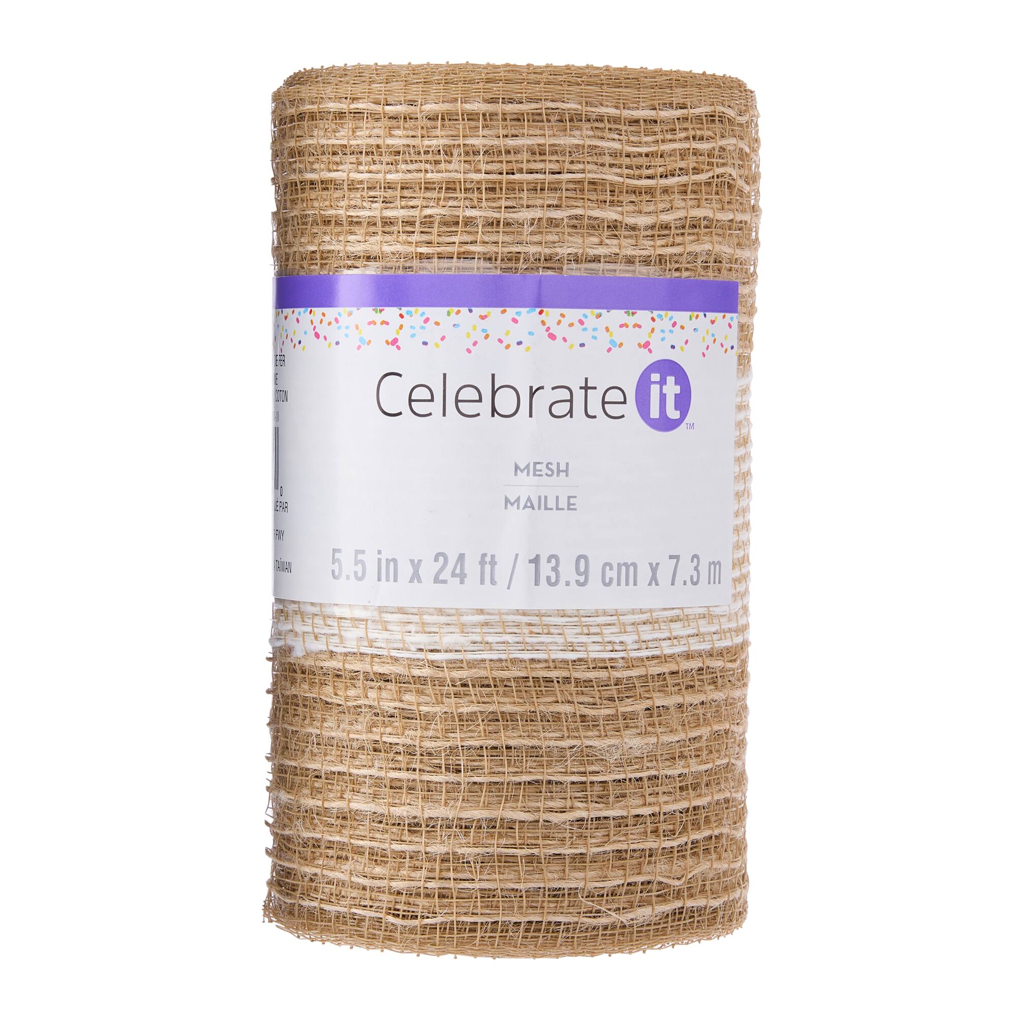 5.5" x 24ft. Mesh Jute & Cotton Wide Stripe Ribbon by Celebrate It®